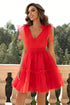 'Sienna' V-Neck Shoulder Mesh Dress - Celes Fashion
